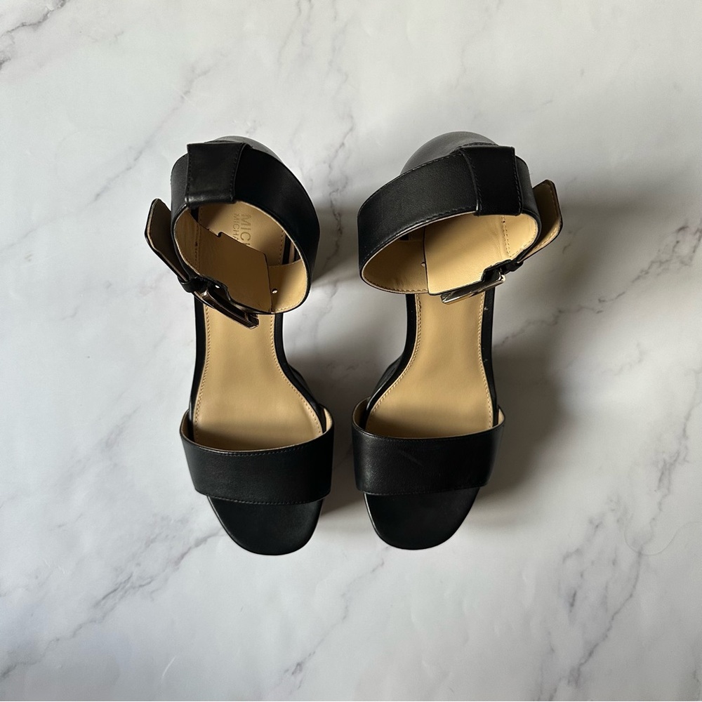 BNIB Michael Kors US 6M Black Tara Platform Leather Heels